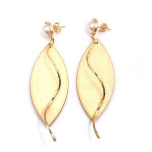Gold wooden twist statement earrings